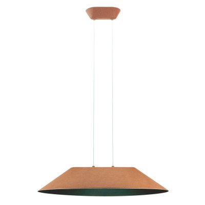 AKIRA Závěsné svítidlo, lustr, základna kov, stínítko textil vnější kávová/zelená, šedá, vnitřní šedá/černá/oranžová, LED 12W, teplá 2700K/3000K, Ra90, 230V, IP20, tř.2, rozměry d=750mm, h=152mm, vč. lank závěsu l=2012mm, lze zkrátit