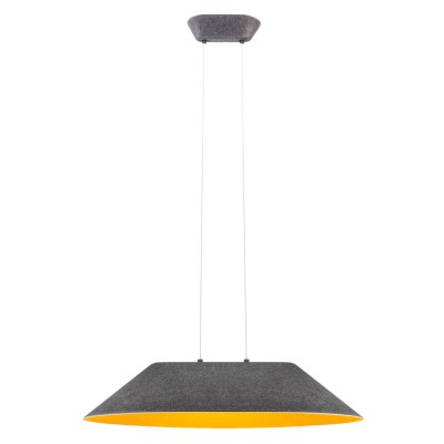 AKIRA Závěsné svítidlo, lustr, základna kov, stínítko textil vnější tm. šedá, vnitřní oranžová, LED 12W, 872lm, teplá 2700K, Ra90, 230V, IP20, tř.2, d=750mm, h=152mm, vč. lank závěsu l=2012mm, lze zkr