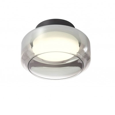 SOLERA Stropní svítidlo, základna kov, povrch černá, dif plast opál, stínítko sklo kouřové, LED 18W/1257lm, 24W/1731lm, 36W/2347lm, přepín CCT teplota teplá 3000K/neutr 4000K, Ra94, 230V, IP20, tř.1, rozměry dle typu.