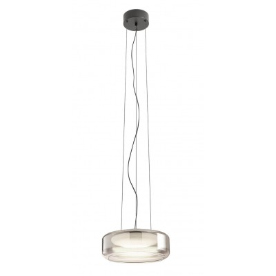 SOLERA Závěsné svítidlo, základna kov, povrch černá, dif plast opál, stínítko sklo kouřové, LED 24W/1731lm, 36W/2347lm, přepín CCT teplota teplá 3000K/neutr 4000K, Ra94, 230V, IP20, tř.1, rozměry dle typu.