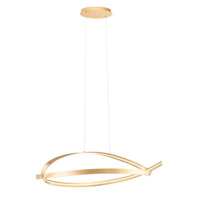 IMPULS Závěsné svítidlo, základna hliník, povrch zlatá mat, dif plast opál, LED 38W, 2660lm, teplá 3000K, stmív. STEP, 230V, IP20, tř.2, rozměry 1070x450x250mm, vč. závěs. lanka l=1250mm, lze zkrátit.