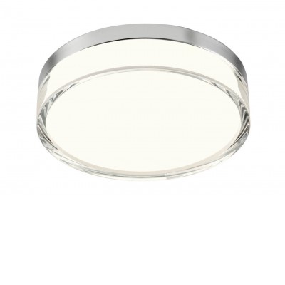 FRISBI Stropní svítidlo, základna kov, povrch chrom, dif plast opál a čirý, LED 12W, 911lm, přepín CCT teplota teplá 3000K/neutr 4000K, Ra90, 230V, IP44, tř.1, rozměry d=230mm, h=59mm.