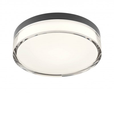 FRISBI Stropní svítidlo, základna kov, povrch černá/bílá/chrom, dif plast opál a čirý, LED 8W/12W/18W, teplá 3000K/neutrální 4000K nebo přepín CCT teplota teplá 3000K/neutr 4000K, Ra90, 230V, IP44, tř.1, rozměry dle typu.