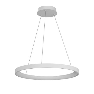 ICONIC Závěsné svítidlo, těleso hliník, povrch bílá, LED 50W, 2860lm-2892lm, přepín. CCT teplá 3000K-neutr 4000K, stmív. STEP, Ra90, 230V, IP20, tř.2, rozměry d=580mm, vč závěs lanka l=1500mm, lze zkr.