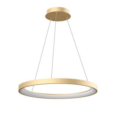 ICONIC Závěsné svítidlo, těleso hliník, povrch zlatá, LED 50W, 2860lm-2892lm, přepín. CCT teplá 3000K-neutr 4000K, stmív. STEP, Ra90, 230V, IP20, tř.2, rozměry d=580mm, vč závěs lanka l=1500mm, lze zkr.