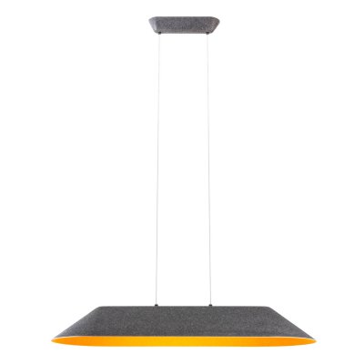 AKIRA Závěsné svítidlo, lustr, základna kov, stínítko textil vnější tm. šedá, vnitřní oranžová, LED 23,5W, 1686lm, teplá 2700K, Ra90, 230V, IP20, tř.2, 1090x400mm, h=152mm, vč. lank závěsu l=2012mm, lze zkr