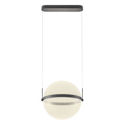 ATLAS Závěsné svítidlo, základna kov, povrch černá/mosaz, dif plast opál, stínítko plast opál, LED 34W, teplá 2700K/4039lm, 3000K/4164lm, stmív. TRIAC, Ra90, 230V, IP20, tř.1, rozměry d=400mm, vč závěs lanka l=1200mm, lze zkr.