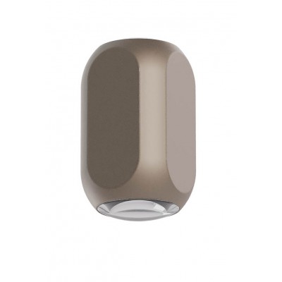 CRISP Nástěnné svítidlo, těleso hliník, povrch stříbrnokávová, LED 7,5W, 720lm, teplá 2700K, stmív. TRIAC, Ra90, 230V, IP20, rozměry 60x60mm, h=108mm, svítí nahoru/dolu