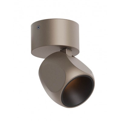 CRISP Přisazené bodové svítidlo, nast. směr svícení, hliník, stříbrnokávový, reflektor černý, LED 8W, 592lm, přepín CCT teplota teplá 2700K/3000K, stmív. TRIAC, Ra90, 230V, IP20, tř.1, d=70mm, h=107mm.