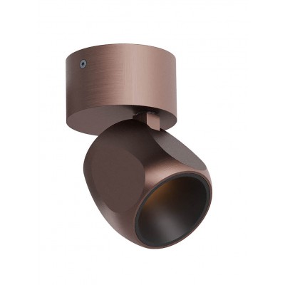 CRISP Přisazené bodové svítidlo, nast. směr svícení, hliník, povrch hnědý, reflektor černý, LED 8W, 592lm, přepín CCT teplota teplá 2700K/3000K, stmív. TRIAC, Ra90, 230V, IP20, tř.1, rozměry d=70mm, h=107mm