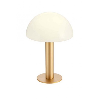 LUMIEN Stolní lampa, těleso kov, povrch zlatá, difuzor sklo opál, pro žárovku 1x10W, G9, 230V, IP20, tř.2, rozměry d=180mm, h=267mm, vč. vypínače na kabelu.