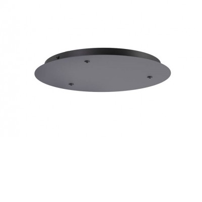 0 Stropní krytka pro 3 kabely, pro napájení svítidel, těleso kov, povrch černá, 230V, tř.1, rozměry vnější d=350mm, vnitřní d=250mm, h=25mm, průměr otvoru pro kabel je 7mm