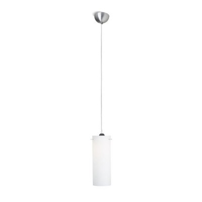CLAUDIA 1X15W E27 VÝPRODEJ Závěsné svítidlo válec, základna kov, povrch chrom mat, difuzor sklo opál, pro žárovku 1x15W, E27, 230V, IP20, d=120mm, h=325mm, závěs l=1300mm lze zkrátit