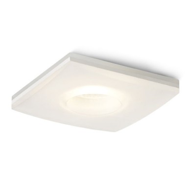 KAY VÝPRODEJ Stropní, vestavné, bodové svítidlo čtvercové, difuzor sklo opál mat, LED 5W COB, teplá 3000K, 450lm, vč trafa 230V/350mA (na kabelu), IP20, 90x90mm, h=120mm