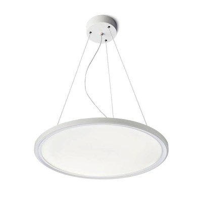 MONETA Závěsné svítidlo, hliník, bílá, difuzor plast opál, LED 36W, teplá 3000K, 2500lm/cca 130W žár, 230V, IP20, d=500mm, tl=30mm, lank záv l=1200mm lze zkrátit, sv dolů