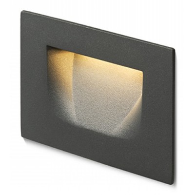 PER-LED Vestavné venkovní svítidlo do stěny, těleso kov, povrch šedočerná antracit, difuzor plast mat, LED 1x3W, teplá 3000K, 76lm, Ra80, 230V, IP54, tř.1. rozměry 107x70x2mm
