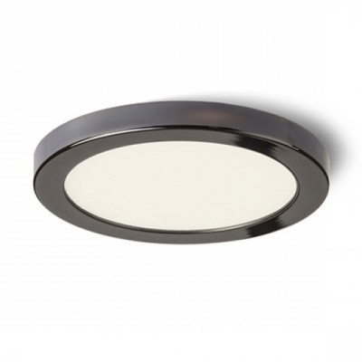 HUE R9 LED Stropní, podhledové svítidlo, základna kov, rámeček chrom černá, difuzor plast opál, LED 1x6W, teplá 3000K, 540lm, Ra80, 230V, IP20, tř.2. rozměry d=90mm h=9mm