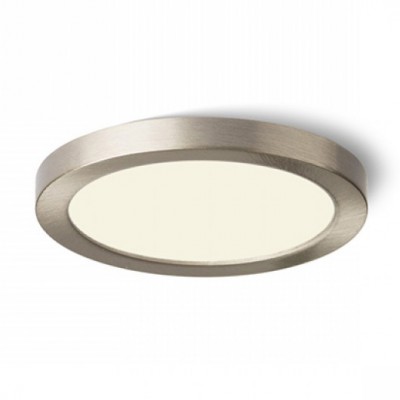 HUE R9 LED Stropní, podhledové svítidlo, základna kov, rámeček nikl mat, difuzor plast opál, LED 1x6W, teplá 3000K, 540lm, Ra80, 230V, IP20, tř.2. rozměry d=90mm h=9mm