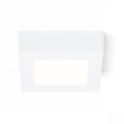 SOCORRO VÝPRODEJ Stropní, přisazené, čtvercové svítidlo, těleso hliník, povrch bílá, difuzor plast opál, LED 6W, 360lm, teplá 3000K, Ra80, 230V, IP20, tř.1, rozměry 118x118x35mm