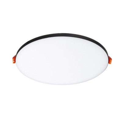 BJORK Stropní, podhledové svítidlo, kruhové, rámeček černá, LED 12W, 1200lm, teplá 3000K, Ra80, 230V, IP20, rozměry d=160mm, h=10mm, trafo na kabelu