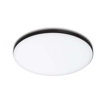 BJORK Stropní, podhledové svítidlo, kruhové, rámeček černá, LED 18W, 1800lm, teplá 3000K, Ra80, 230V, IP20, rozměry d=200mm, h=10mm, trafo na kabelu