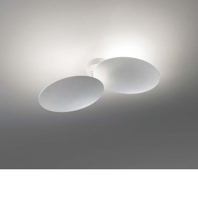 PUZZLE DOUBLE ROUND Stropní/nástěnné svítidlo, nastavitelný sklon svícení, materiál kov, povrch bílá, LED 2x17W, teplá 3000K, 3500lm, stmívatelné TRIAC, 230V, IP20, rozměry 375x115mm