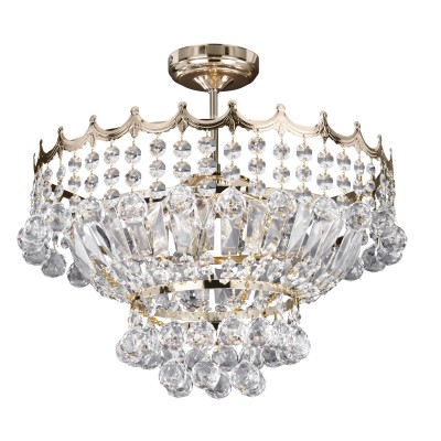 VERSAILLES Závěsné svítidlo lustr, základna kov, těleso kov, křišťálové ověsy, pro žárovku 5x7W, E14, 230V, IP20, tř.1. rozměry d=420mm h=430mm