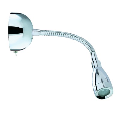 PICTURE LIGHT-LED Nástěnné svítidlo, flexibilní rameno husí krk, základna kov, těleso kov, povrch chrom stříbrná lesk, LED 1x0,5W, denní 6500K, 30lm, 230V, IP20, tř.1. rozměry 310x80x290mm