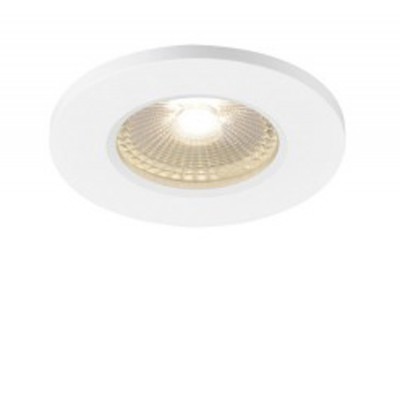KAMUELA ECO Stropní, vestavné, bodové svítidlo, těleso hliník, povrch bílá, LED 6,5W, 400lm, teplá 3000K, Ra80, stmívatelné triac, 230V, IP65, tř.2, rozměry d=88mm, h=71mm, požární odolnost 90min