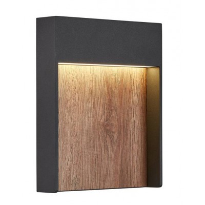 FLAT WL Nástěnné venkovní svítidlo, těleso hliník, povrch vnější černá antracit, vnitřní hnědá, difuzor plast, LED 14W, 500lm, CCT teplá 3000K, neutrální 4000K, 230V, IP65, rozměry 180x230x70mm, svítí dolů.