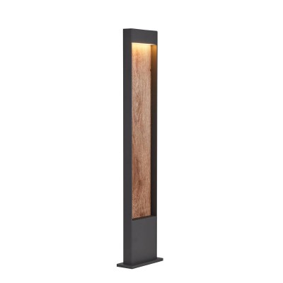 FLAT Pole Sloupkové svítidlo, těleso hliník, povrch vnější černá antracit, vnitřní imitace dřevo, difuzor plast, LED 9,7W, 400lm, přepín teplota teplá 3000K, neutrální 4000K, 230V, IP65, rozměry 180x1000x45mm.