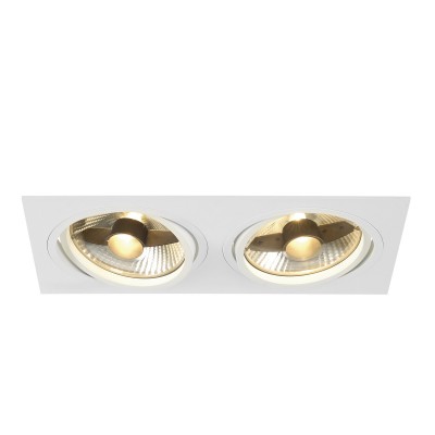 NEW TRIA SQUARE LED 2x75W Stropní, podhledové bodové svítidlo, výklopné +-15°, těleso hliník bílá, pro žárovku 2x75W, GU10, ES111, 230V, rozměry 315x165x125mm