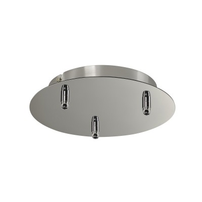 FITU 3 VÝPRODEJ Stropní kruhová stropní základna pro 3 kabely, základna kov chrom, 230V, rozměry d=220mm h=54mm