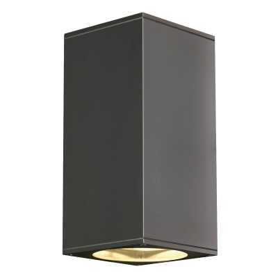 BIG THEO Nástěnné venkovní svítidlo, těleso hliník černá antracit, difuzor sklo, pro žárovku 2x75W, GU10, 230V, IP44, rozměry 275x135x130mm, svítí nahoru/dolů
