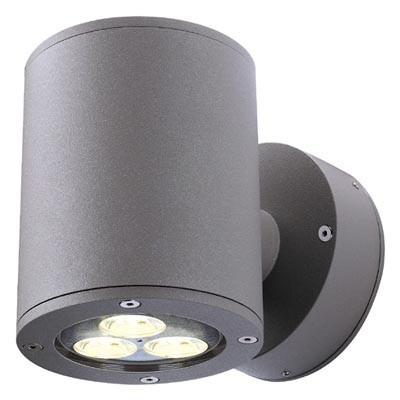 SITRA Nástěnné bodové svítidlo, těleso hliník, povrch černá antracit, krycí sklo čiré, pro LED 2x9W, GX53, 230V, IP23, 100x125x155mm, svítí nahoru/dolů