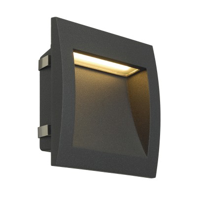 DOWNUNDER OUT LED L Vestavné venkovní svítidlo do stěny, těleso hliník, povrch černá antracit, difuzor plast, LED 1x3,3W, teplá 3000K, 85lm, 230V, IP55, rozměry 140x140x70mm, vč. montážního boxu, svítí dolů