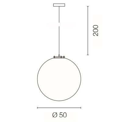 ROTOBALL 50 Závěsné svítidlo, základna kov, povrch šedostříbrná, difuzor plast mat, pro žárovku 1x24W, E27, 230V, IP20, tř.1, d=500mm, závěs l=2000mm, lze zkrátit