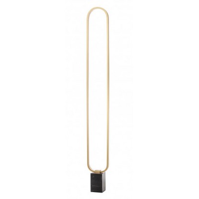 ADO LAMP Stojací lampa, základna černý mramor, těleso hliník, povrch zlatá mat, difuzor plast opál, LED 24W, 950lm, teplá 3000K, stmívání, 230V, IP20, tř.2, rozměry 180x1490x25mm.