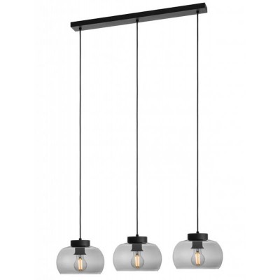 CROMA Závěsné svítidlo, těleso kov, povrch černá mat, difuzor sklo kouřová, pro žárovku 3x42W, E14, 230V, IP20, tř.1, rozměry 820x210mm, vč závěs kabelu l=1200mm, lze zkrátit.