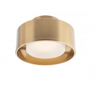 PUNKT Stropní přisazené svítidlo, těleso kov, povrch mosaz, difuzor plast opál, LED 6W, teplá 3000K, 585lm, 230V, IP20, tř.2, rozměry d=150mm, h=95mm.