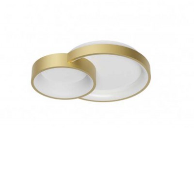 COMBI Stropní svítidlo, těleso kov, povrch zlatá mat, dif plast opál, LED 50W, CCT nastav teplota teplá 3000K-denní 6000K, 4248lm, stmív. vypínačem, 230V, IP20, tř.2, rozměry 716x100x455mm.