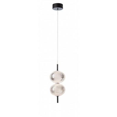VENTURA Závěsné svítidlo, těleso kov, povrch černá, dif plast čirý, LED 2x6W, 1436lm, teplá 3000K, 230V, IP20, tř.1, rozměry d=150mm, h=365mm, vč závěs kabelu l=1400mm, lze zkrátit.