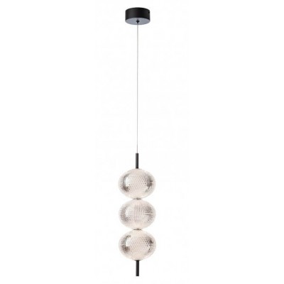 VENTURA Závěsné svítidlo, těleso kov, povrch černá, dif plast čirý, LED 3x6W, 2174lm, teplá 3000K, 230V, IP20, tř.1, rozměry d=150mm, h=485mm, vč závěs kabelu l=1500mm, lze zkrátit.