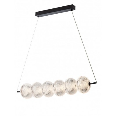 VENTURA Závěsné svítidlo, těleso kov, povrch černá, dif plast čirý, LED 6x6W, 4673lm, teplá 3000K, 230V, IP20, tř.1, rozměry 840x150mm, vč závěs lanka l=1300mm, lze zkrátit.