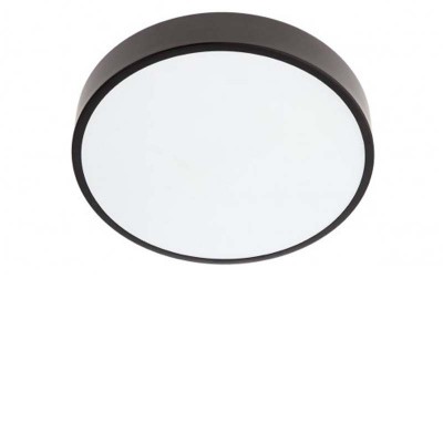 KNOB Stropní svítidlo, těleso kov, povrch černá mat, LED 24W, CCT přepín teplota teplá 3000K/neutr 4000K/denní 6500K vypínačem vyp/zap, 1380lm, 230V, IP20, tř.1, rozměry d=300mm, h=50mm.