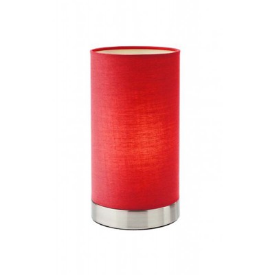 TUBE Stolní lampa, těleso kov, povrch nikl, stínítko textil bordó, pro žárovku 1x28W, E14, 230V, IP20, tř.2, rozměry d=120mm, h=200mm.