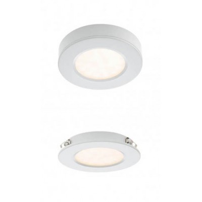 MT 142 Stropní podhledové nebo přisazené bodové svítidlo, těleso hliník, povrch bílá, difuzor plast, LED 3W, 308lm, neutrální 4000K, Ra85, 230V, IP20, tř.1, rozměry d=70mm, h=14mm.