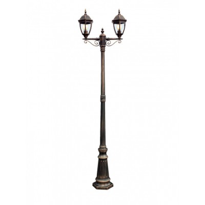 SEVILLA Venkovní stožárové svítidlo, těleso hliník, povrch antická černá se zlatou patinou, difuzor sklo transparentní, pro žárovku 2x42W, E27, 230V, IP44, tř.1, rozm