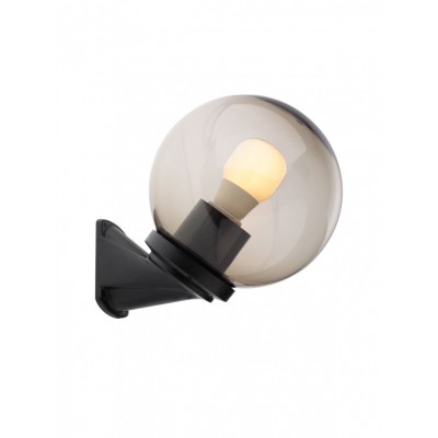 SFERA Venkovní nástěnné svítidlo, těleso polykarbonát, povrch černá, difuzor akryl kouřová šedá, pro žárovku 1x28W, E27 230V, IP44, tř.1, rozměry 200x202x264mm