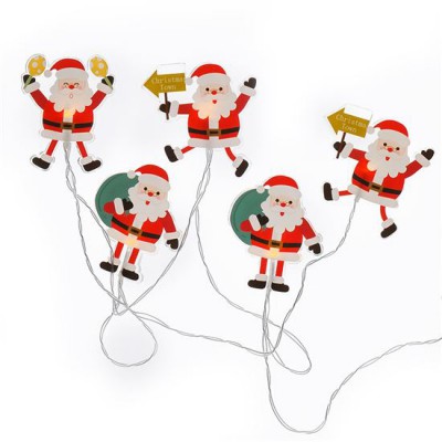 1V251 Vánoční řetěz 6x LED, santa, rozměr 8cm, teplá, délka svítící části 1,2m, svítí stále, napájení 2xAA baterie, IP20, transparentní kabel, s přísavkami